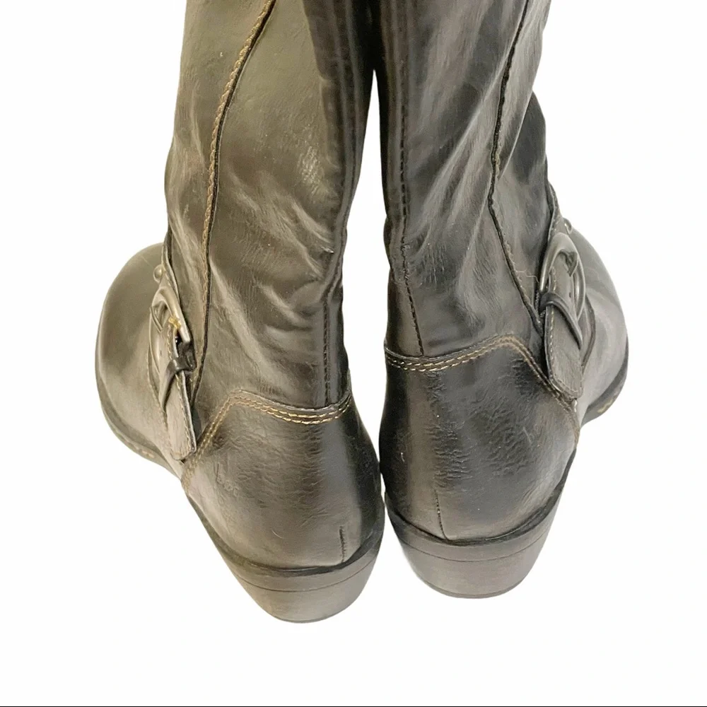 B.O.C‎ Size 6 Brown Pebbled Faux Leather Knee High Riding Boots